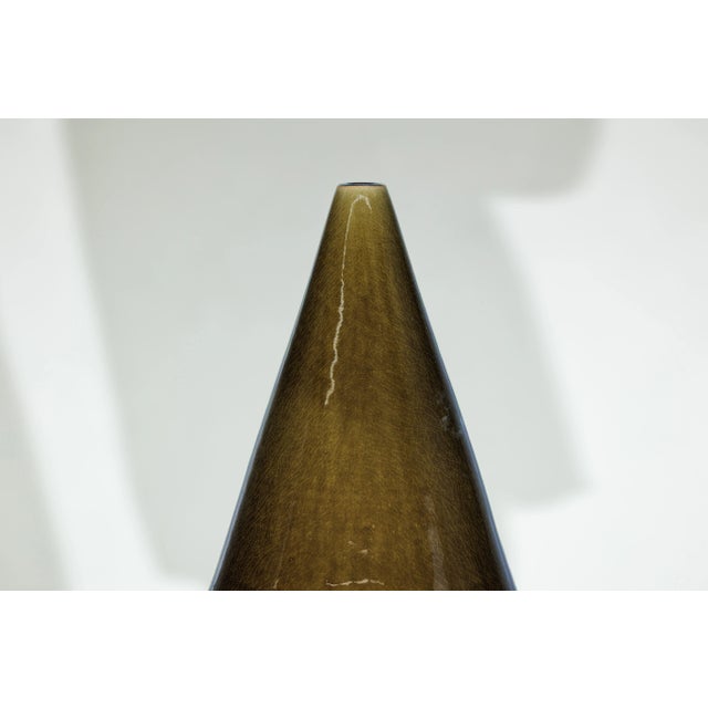 Artisan Tall Ceramic Vase in Burgundy and Brown Glaze with Teardrop Silhouette For Sale - Image 4 of 12
