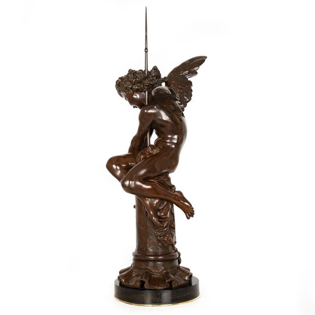 Italian Antique Bronze Sculpture "Genius of Franklin" by Giulio Monteverde For Sale - Image 4 of 18