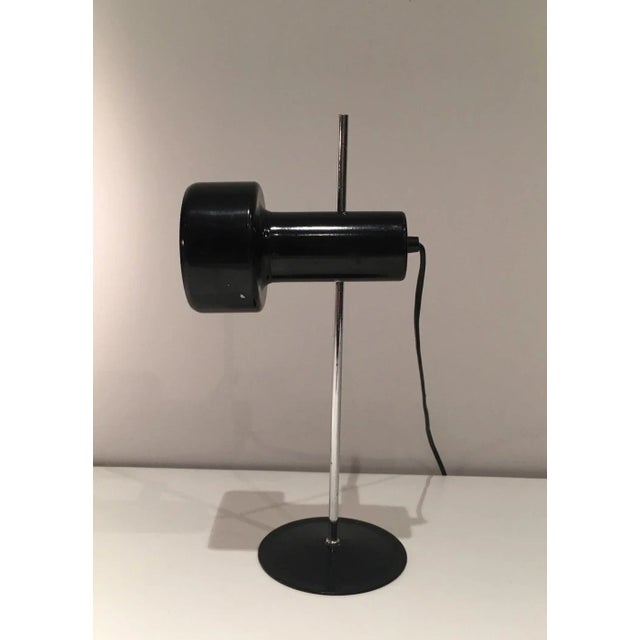 Metal 1970 French Adjustable Black Lacquered and Chrome Table Lamp For Sale - Image 7 of 13