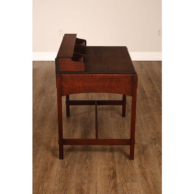 Limbert Antique Arts & Crafts Oak Writing Desk #492 1/4 For Sale - Image 15 of 18