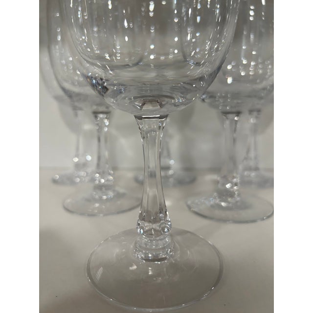 Transparent Set of 6 Signed Mid Century Modern Fostoria Wine Glasses in the Fascination Clear Pattern For Sale - Image 8 of 12