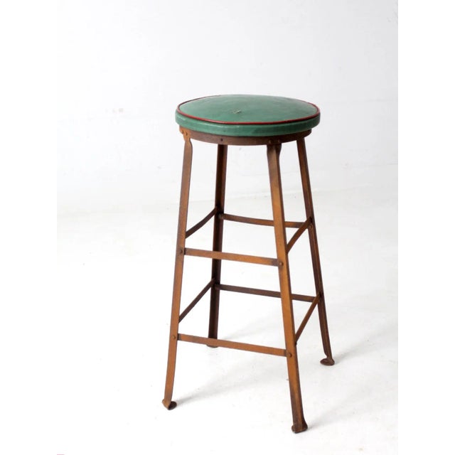 Metal Vintage Industrial Stool For Sale - Image 7 of 11