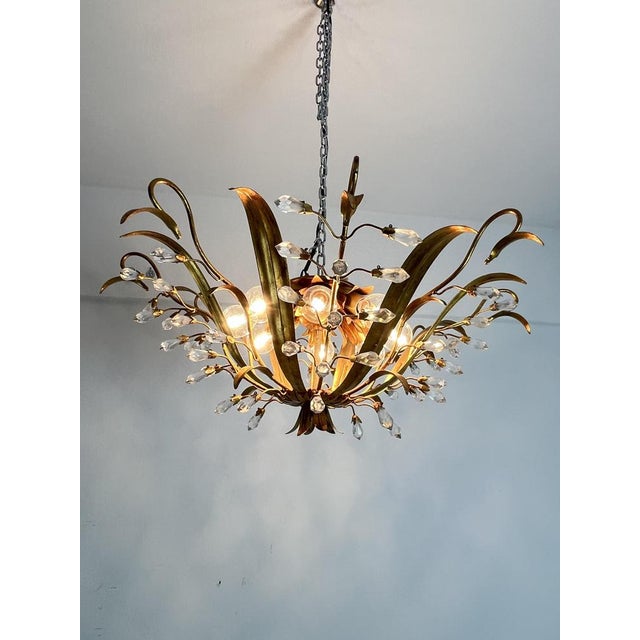 Large Mid-Century Ceiling Lights in Crystal and Iron attributed to Maison Baguès, 1970s, Set of 2 For Sale - Image 18 of 18