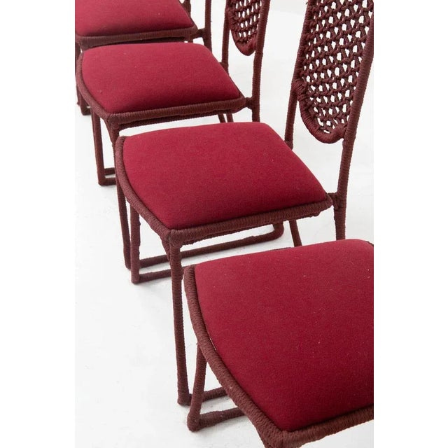 Red Rope Chairs by Marzio Cecchi for Hotel Garda Lake, 1970s, Set of 6, in Very Good conditions. Designed 1970 to 1979 I...