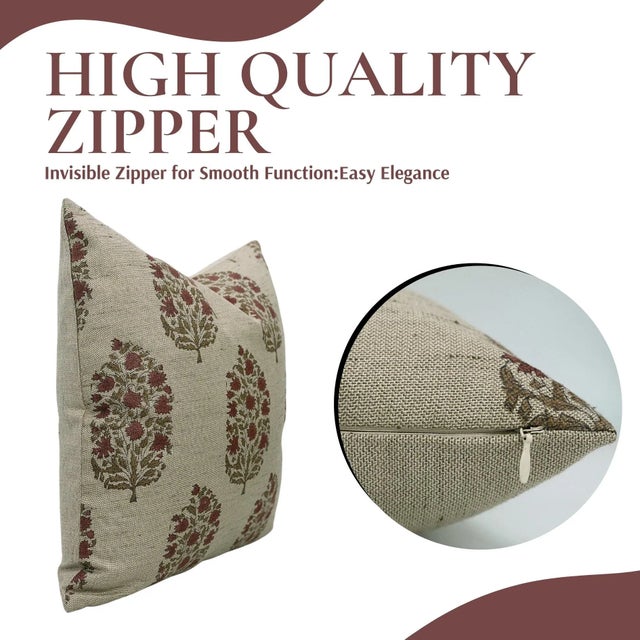 Fabdivine Hand Block Print Linen Blend Virat Print Cushion Cover- 16x16 For Sale - Image 4 of 5