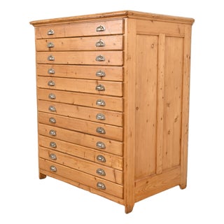 Antique Arts & Crafts English Pine 12-Drawer Architect's Blueprint Flat File Cabinet, Circa 1900 For Sale
