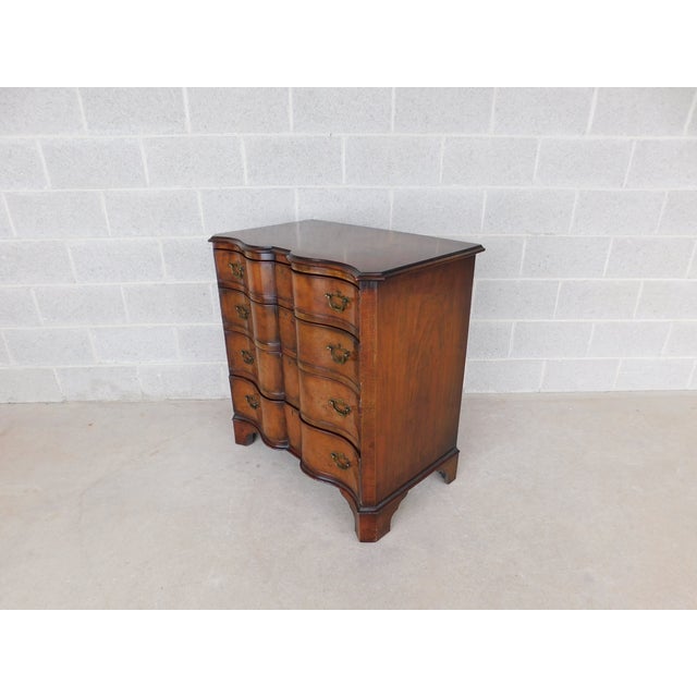 Antique George I Style Double Serpentine Front Burl Walnut 4 Drawer Chest 33.25"W Features quality crafted solid...