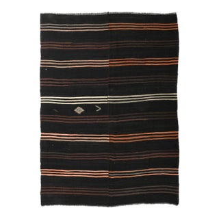 Vintage Large Dark Brown Kilim Rug - 8`0″ X 11`2″ For Sale