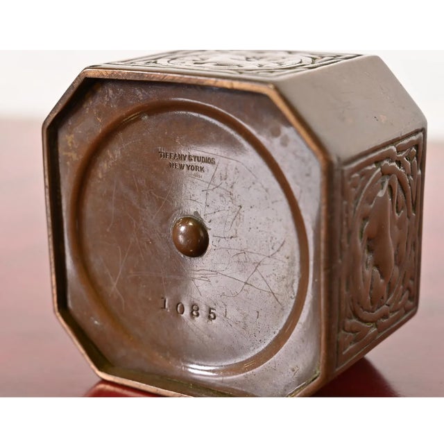 Tiffany Studios Bronze Zodiac Pen or Brush Cup Holder, Signed and Numbered For Sale - Image 12 of 12