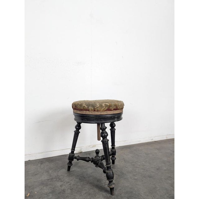 Napoleon III Piano Stool in Blackened Wood with Screws, in Very Good conditions.