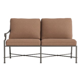 Brown Jordan Venetian Left Arm Loveseat, Mica frame with Fusion Clay fabric For Sale