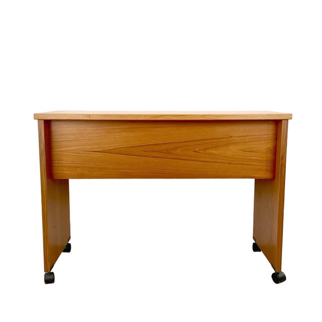 Vintage Mid-Century Modern Teak Rolling Desk or Console Table For Sale - Image 13 of 18
