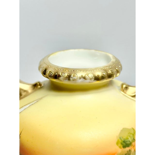 Antique 1910s Morimura Nippon Art Nouveau Iris Flower Landscape Handled Vase For Sale - Image 9 of 12