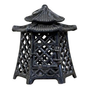 Vintage Japanese Style Cast Iron Pagoda Hanging Lantern