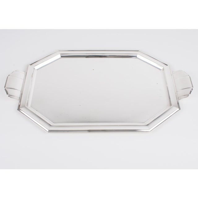 Art Deco Silver Plate and Crystal Barware Tray and Dishes by Quist, circa 1930 For Sale - Image 17 of 18