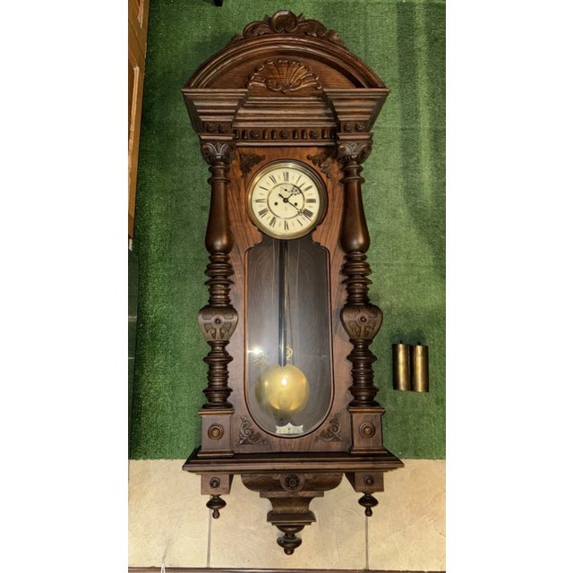 Gustav Becker Antique 2 Weight Vienna Regulator Wall Clock For Sale - Image 4 of 11