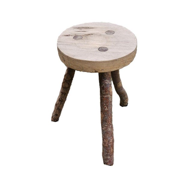Wood Brutalist Stool in the style of Jean Touret For Sale - Image 7 of 7