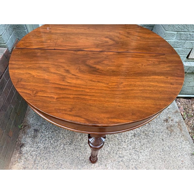 Antique Louis Philippe Style Flip Top /Folding Top Demi Lune Expanding Console Table For Sale - Image 11 of 18