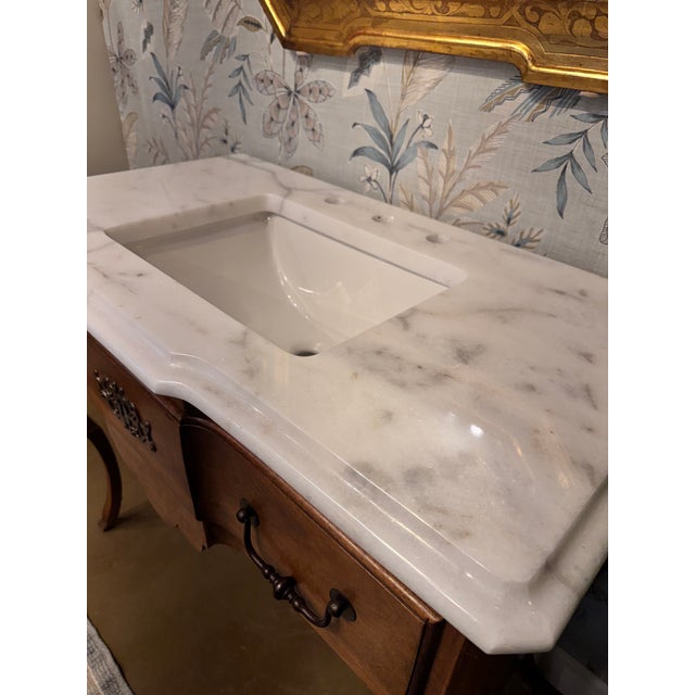 Wood 19th Century French Walnut Bath Vanity For Sale - Image 7 of 15