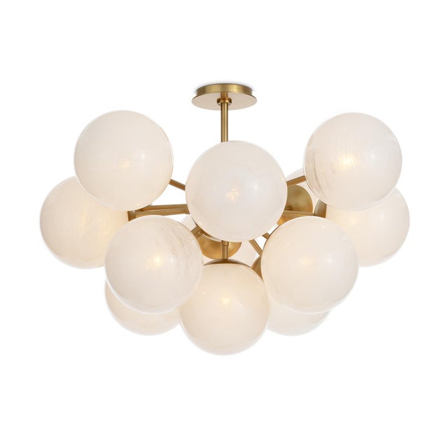 Brass Shine Globe Flush Mount, Natural Brass with Swirl Glass For Sale - Image 8 of 8
