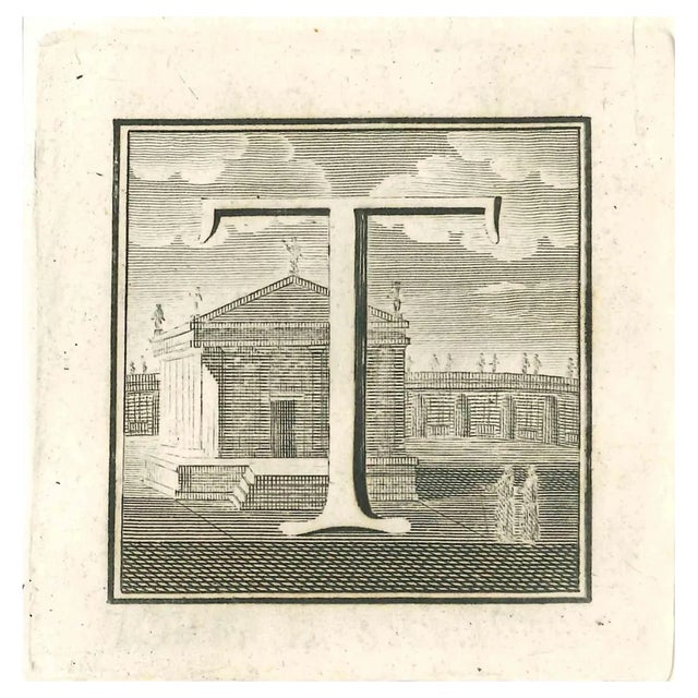 Gaspar Van Wittel (Vanvitelli), Antiquities of Herculaneum: Letter T, Etching, 18th Century For Sale