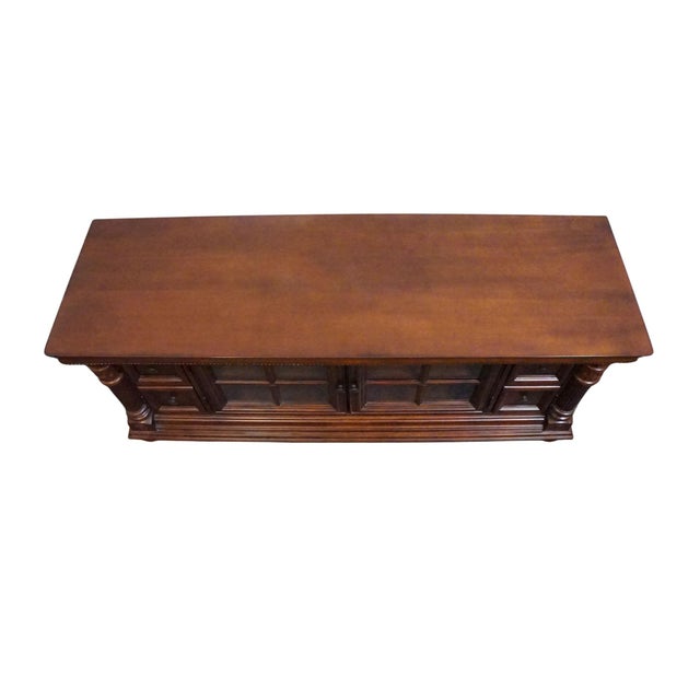 Early 21st Century High End Solid Cherry Traditional Contemporary Style 64" Media Console For Sale - Image 5 of 14