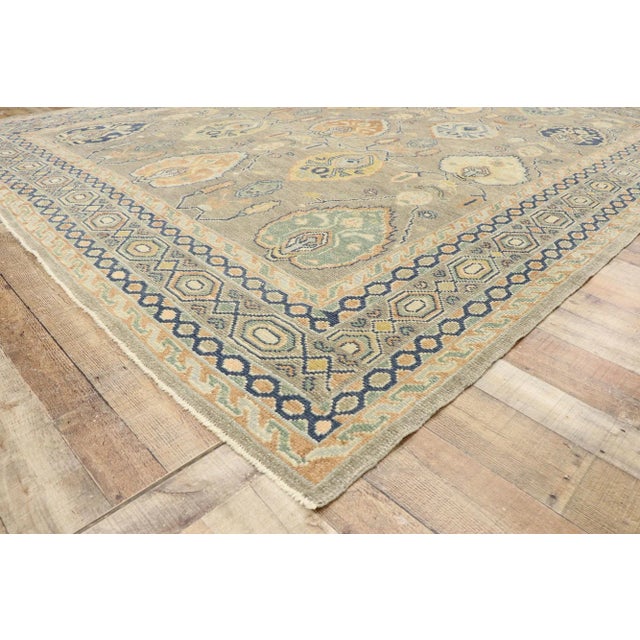 Soft Earth-Tone Turkish Oushak Rug, 09'04 X 12'02 For Sale In Dallas - Image 6 of 9