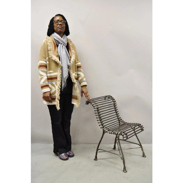 Arts & Crafts Antique Sauveur Arras French Wrought Cast Iron Spine Scrolling Garden Side Chair For Sale - Image 3 of 12