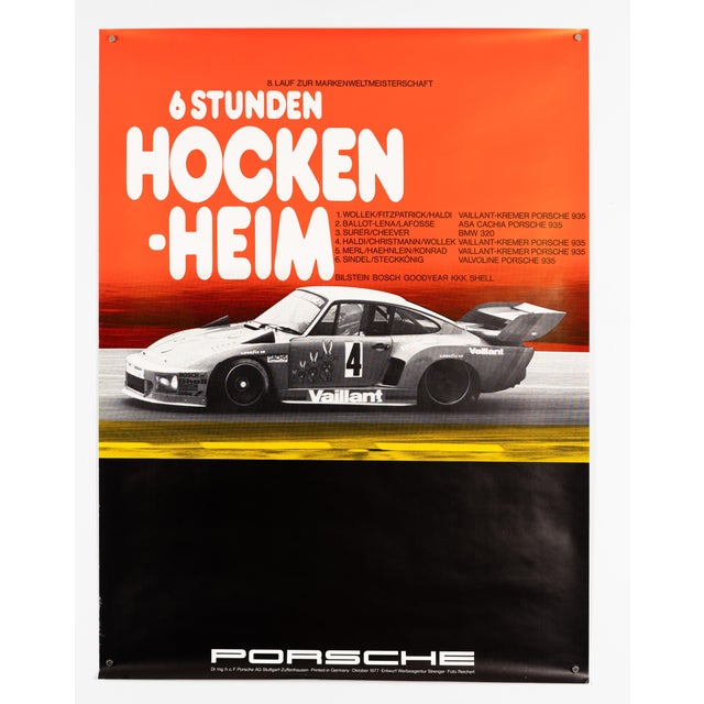 Modern Porsche 6 Hours of Hockenheim Motorsport Poster by Erich Strenger, 1977 For Sale - Image 3 of 9
