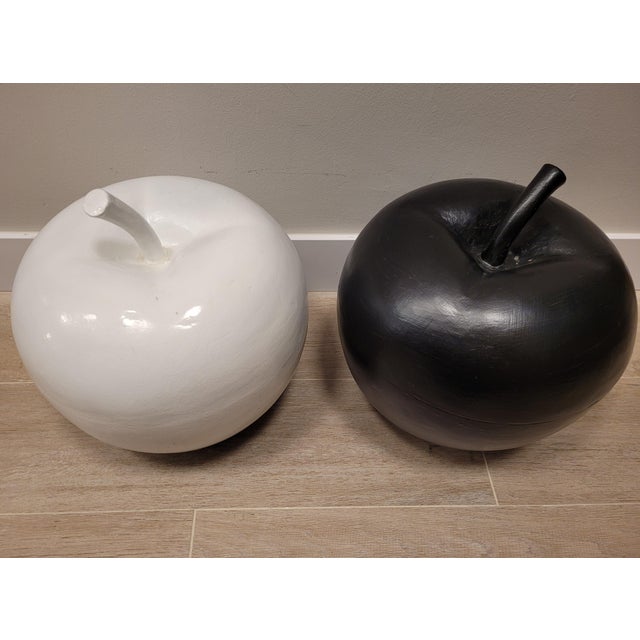 Apples in Black and White Ceramic, Italy, 1970s, Set of 2 For Sale - Image 3 of 18