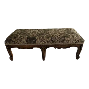 Antique Belgium Carved Wooden Footstool