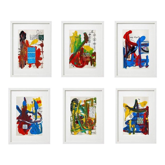 Set of 6 - 11.5' X 14' Framed Abstract Acrylic Paintings 'The Physics' #1 by Diane Grant For Sale
