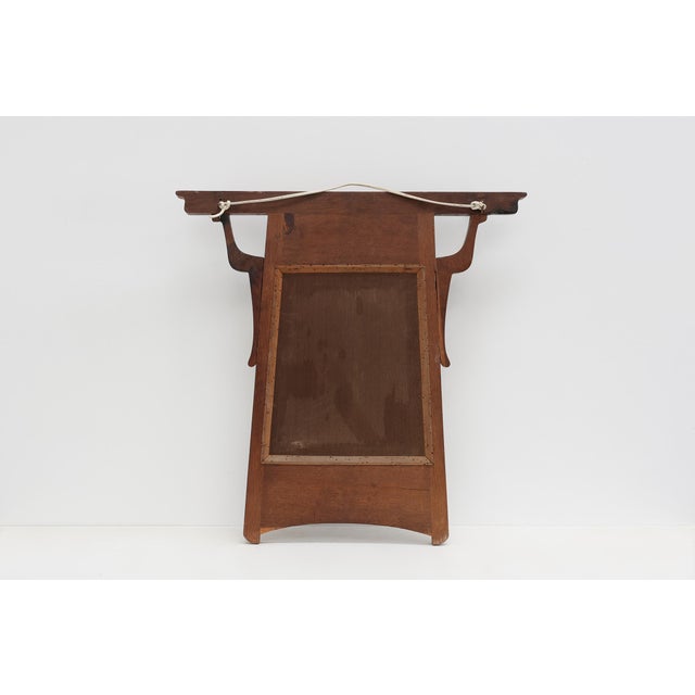 Art Nouveau Oak Coat Rack with Mirror and Floral Carvings, Belgium, 1910s For Sale - Image 11 of 12