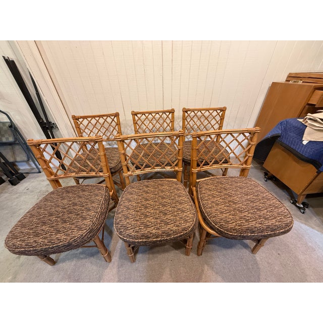 Mid-Century Modern Set of 6 Mid 19th Century Chippendale Rattan Dining Chairs For Sale - Image 3 of 10