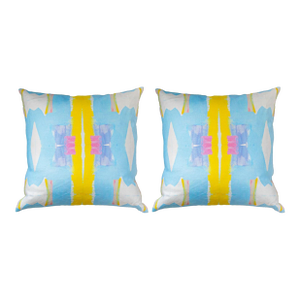 Pair of Kerry Rosenthal Wonderblock Pillows - Blue 22"