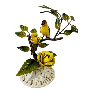 Vintage Tole Floral With Bird For Sale
