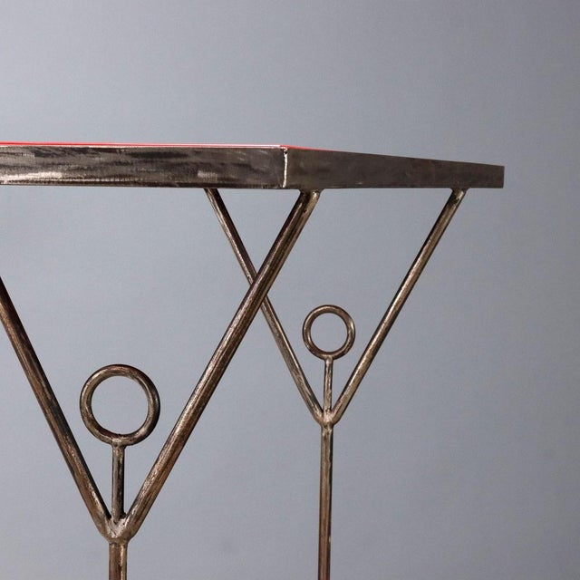 Console Table with Red Lacquered Wood Top, 1990s For Sale - Image 3 of 9