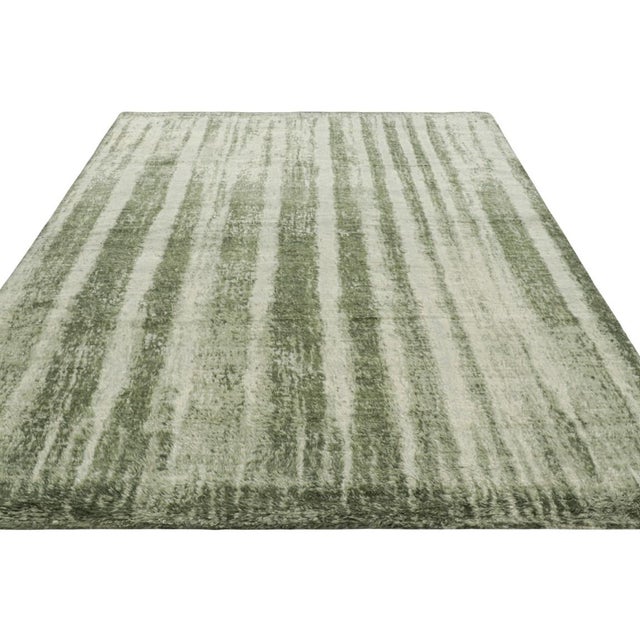 2010s Rug & Kilim’s Modern Rug With Green Abstract Patterns For Sale - Image 5 of 8