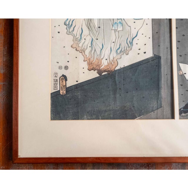 19th Century Japanese Ukiyo-E Woodblock Triptych Print by Utagawa Kunisada Toyokuni III For Sale In New York - Image 6 of 16