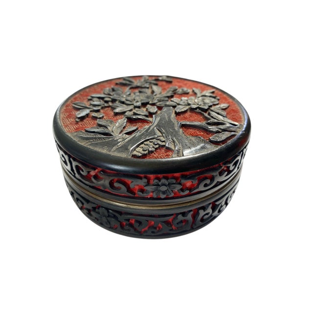 Vintage Chinese Lacquer Box With Blue Enamel For Sale - Image 4 of 8