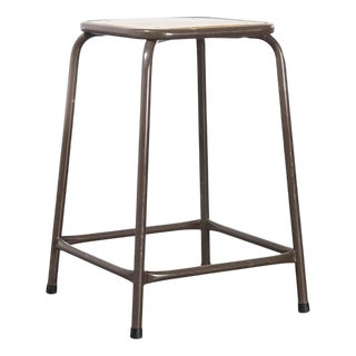 French Chocolate Brown Laboratory Stool, 1970s For Sale
