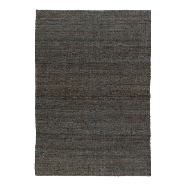 Grey Solid Handwoven Premium Natural Jute Yarn Flatweave Rug 6x9 Ft. For Sale