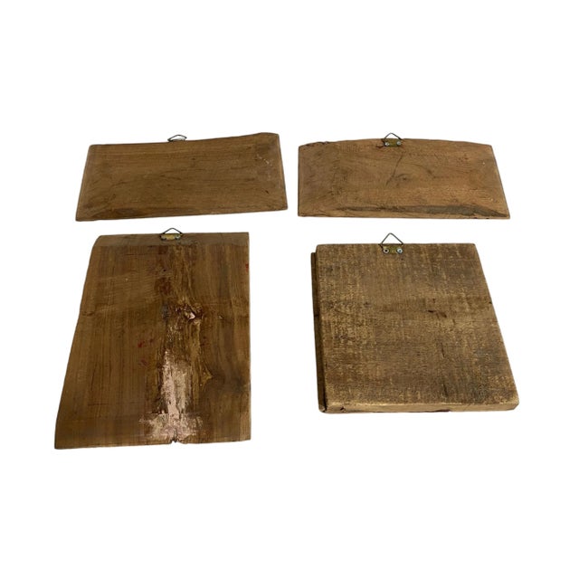 Wood Set of Four Antique Chinese Wall Hanging Plaques Panels /W Figures Warriors For Sale - Image 7 of 7