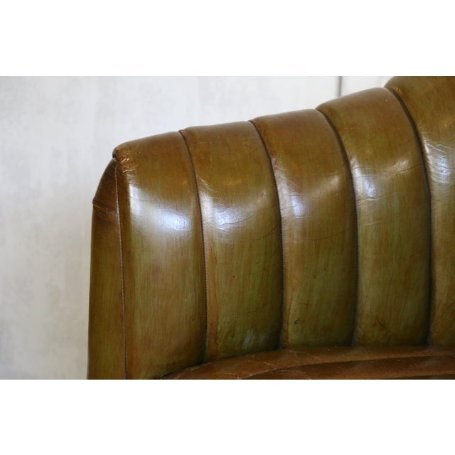 Animal Skin Vintage Pair of Leather Channel-Tufted Club Chairs by Martin/Brattrud, 1987 For Sale - Image 7 of 18