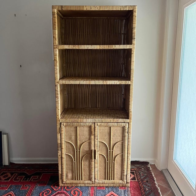 1970s Vintage Wicker & Rattan Etagere Chairish