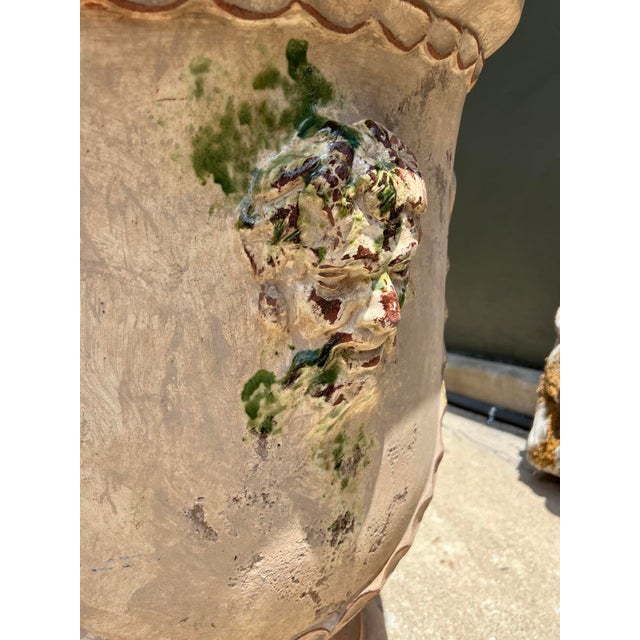 Pair of French Garden Pots From Anduze With Antiqued Patina, Mascarons and Swags For Sale - Image 11 of 16