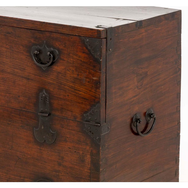 Wood Korean Iron Mounted Hardwood Chest For Sale - Image 7 of 9