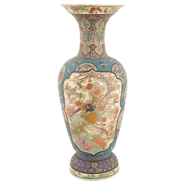 Japanese Cloisonne Enamel Meiji Totai Shippo Vase, Kinkozan School, 22 In. For Sale - Image 11 of 11