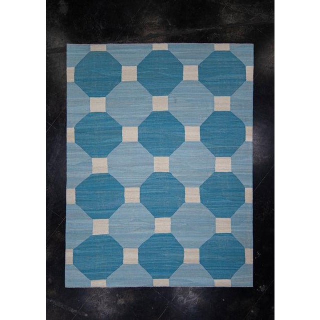 Blue Oriental Flat Weave Turkish Kilim 8'3" x 10'9" For Sale - Image 8 of 8