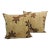 Vintage Tan and Brown African Graphic Square Decorative Pillows - Set of 2 For Sale
